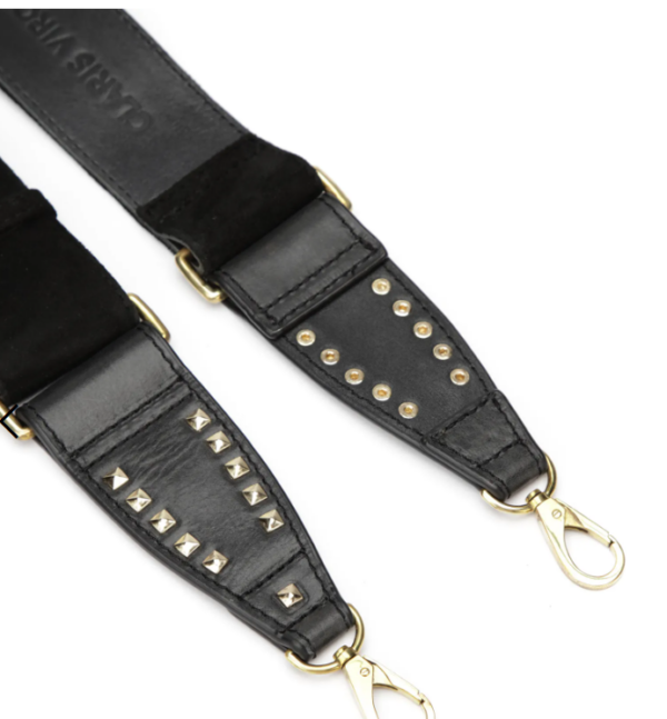 bandouliere-daim-noir-clous-or-1.png BANDOULIERE DAIM NOIR CLOUS OR CLARIS VIROT